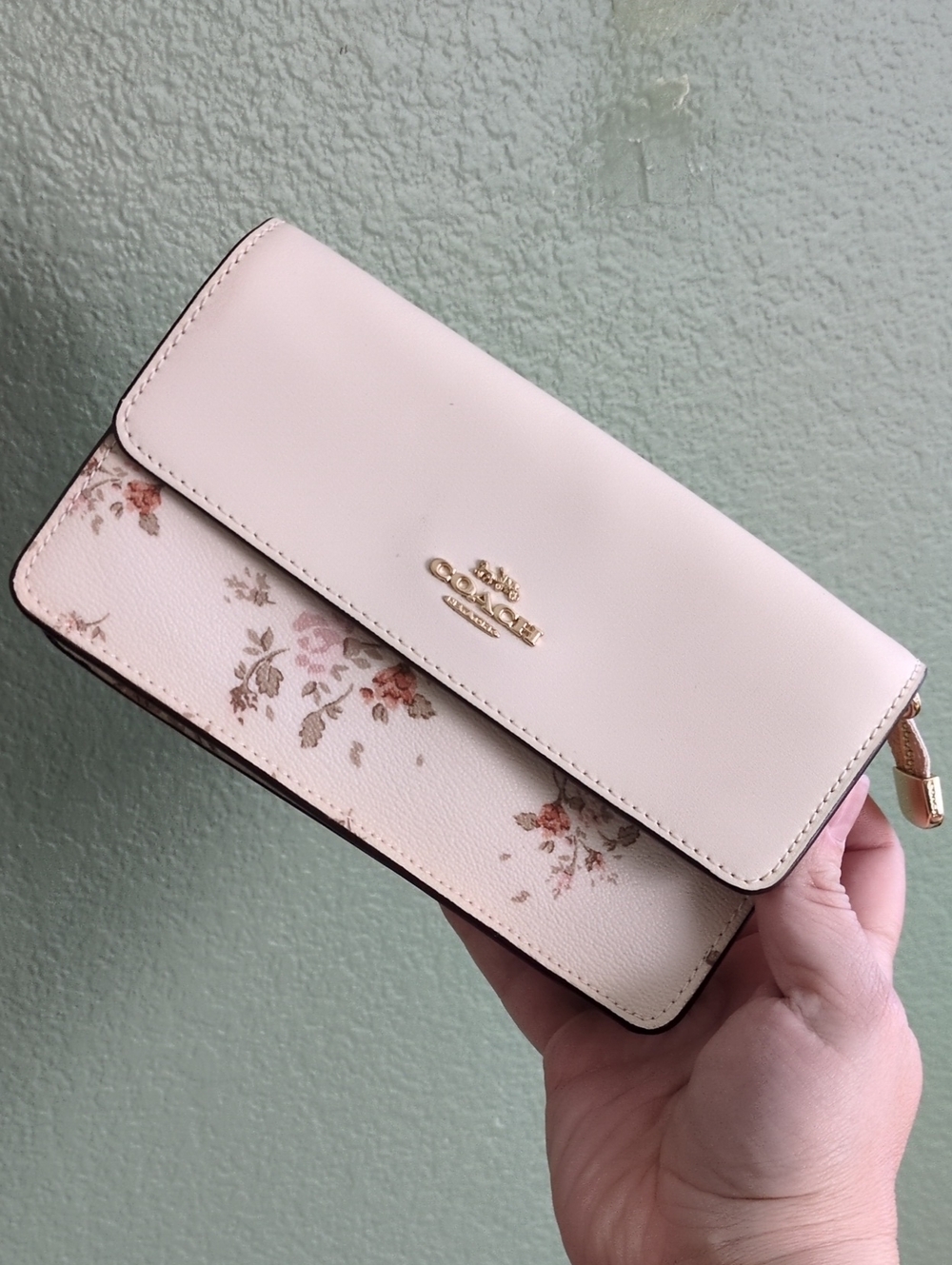 Coach Rose Floral Cream Wristlet